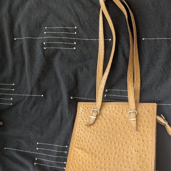 Vintage Ostrich Purse Camel Leather Donzelli - Picture 6 of 8